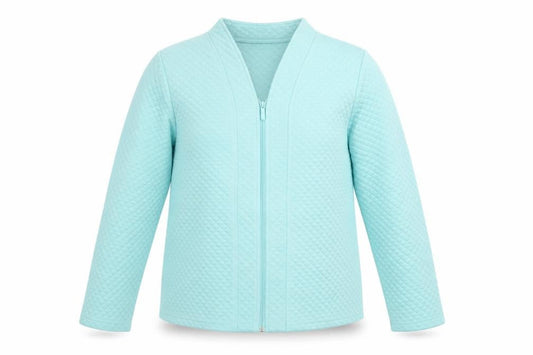 Women's Blue Quilted Full Zip Jacket Size 12 Cotton Blend
