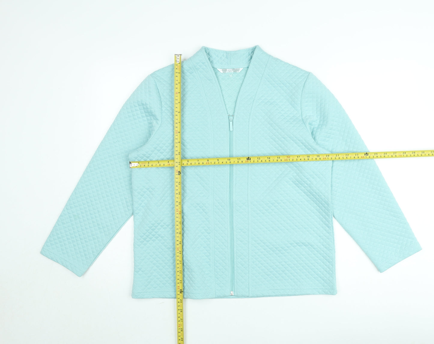 Women's Blue Quilted Full Zip Jacket Size 12 Cotton Blend
