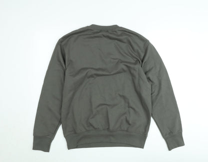 MODE-LL Men's Green Embroidered Fish Crew Neck Sweatshirt Size S