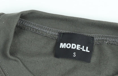 MODE-LL Men's Green Embroidered Fish Crew Neck Sweatshirt Size S