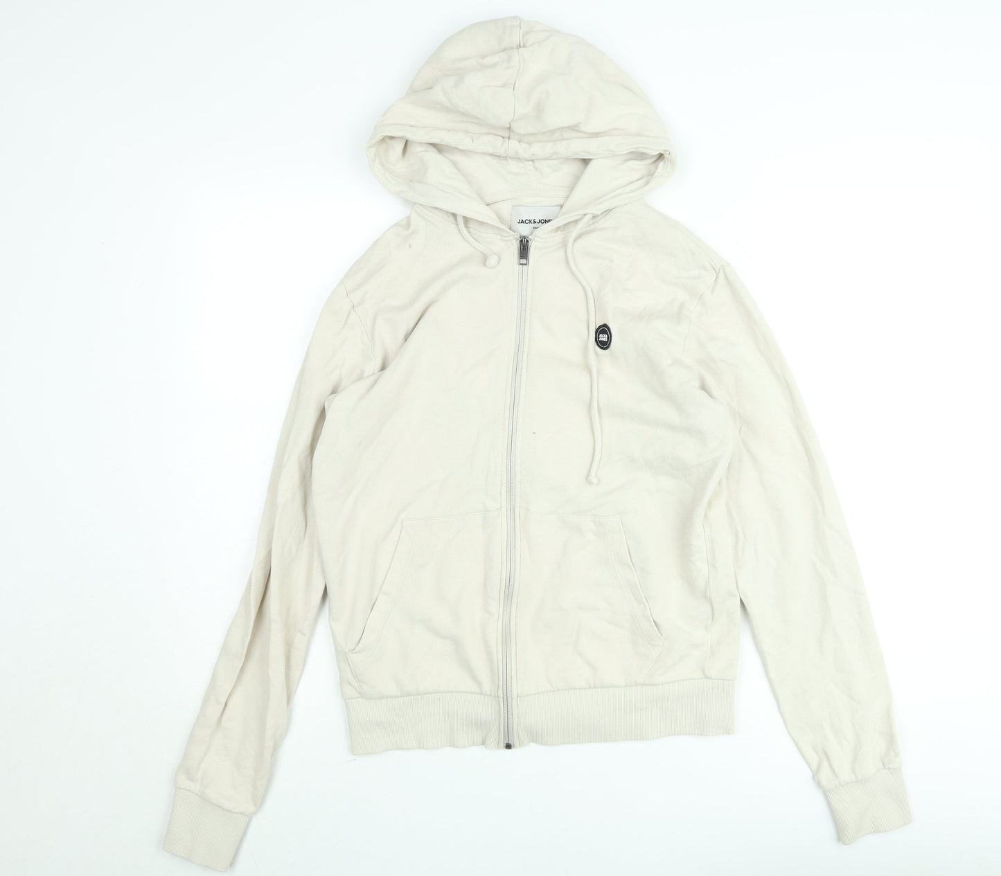 Mens UK Size M JACK & JONES Beige Full Zip Hoodie