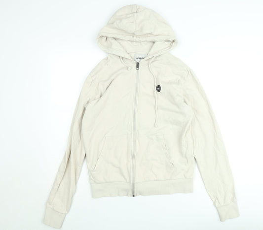 Mens UK Size M JACK & JONES Beige Full Zip Hoodie