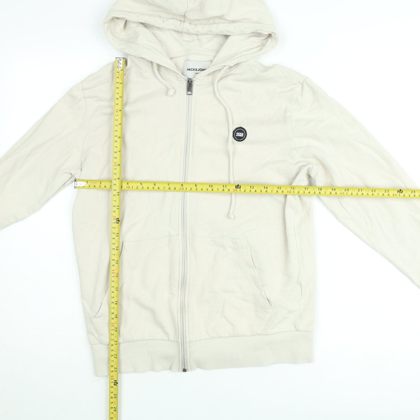 Mens UK Size M JACK & JONES Beige Full Zip Hoodie