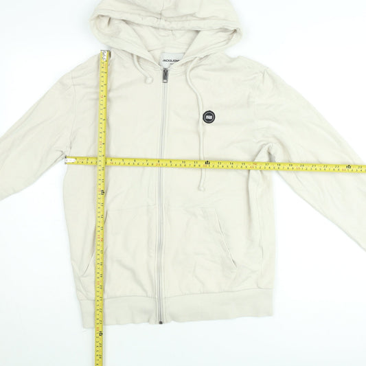 Mens UK Size M JACK & JONES Beige Full Zip Hoodie