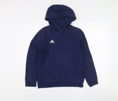 Adidas Boys Navy Blue Pullover Hoodie Size 12 Years Fleece Sweatshirt