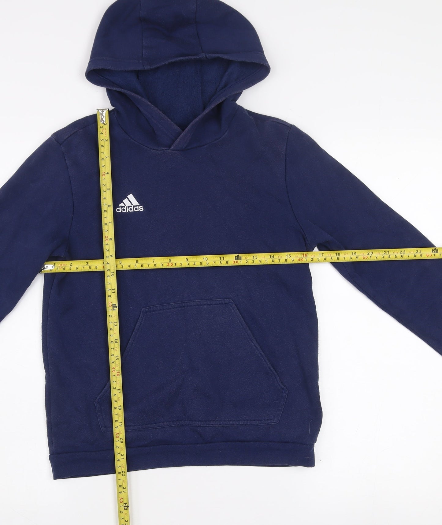 Adidas Boys Navy Blue Pullover Hoodie Size 12 Years Fleece Sweatshirt