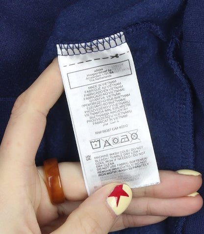 Adidas Boys Navy Blue Pullover Hoodie Size 12 Years Fleece Sweatshirt