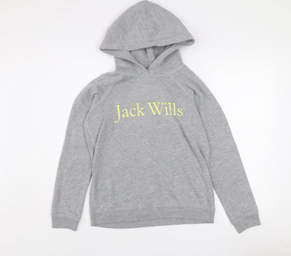 Girls UK Size 10 Years Jack Wills Grey Pullover Hoodie