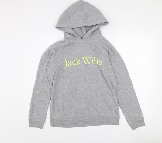 Girls UK Size 10 Years Jack Wills Grey Pullover Hoodie