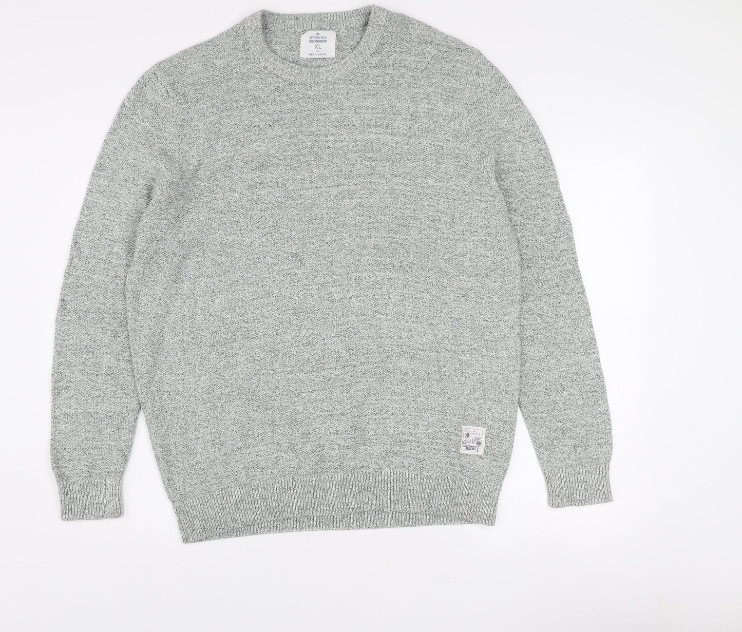 Springfield Men’s Grey Cotton Blend Crew Neck Jumper XL