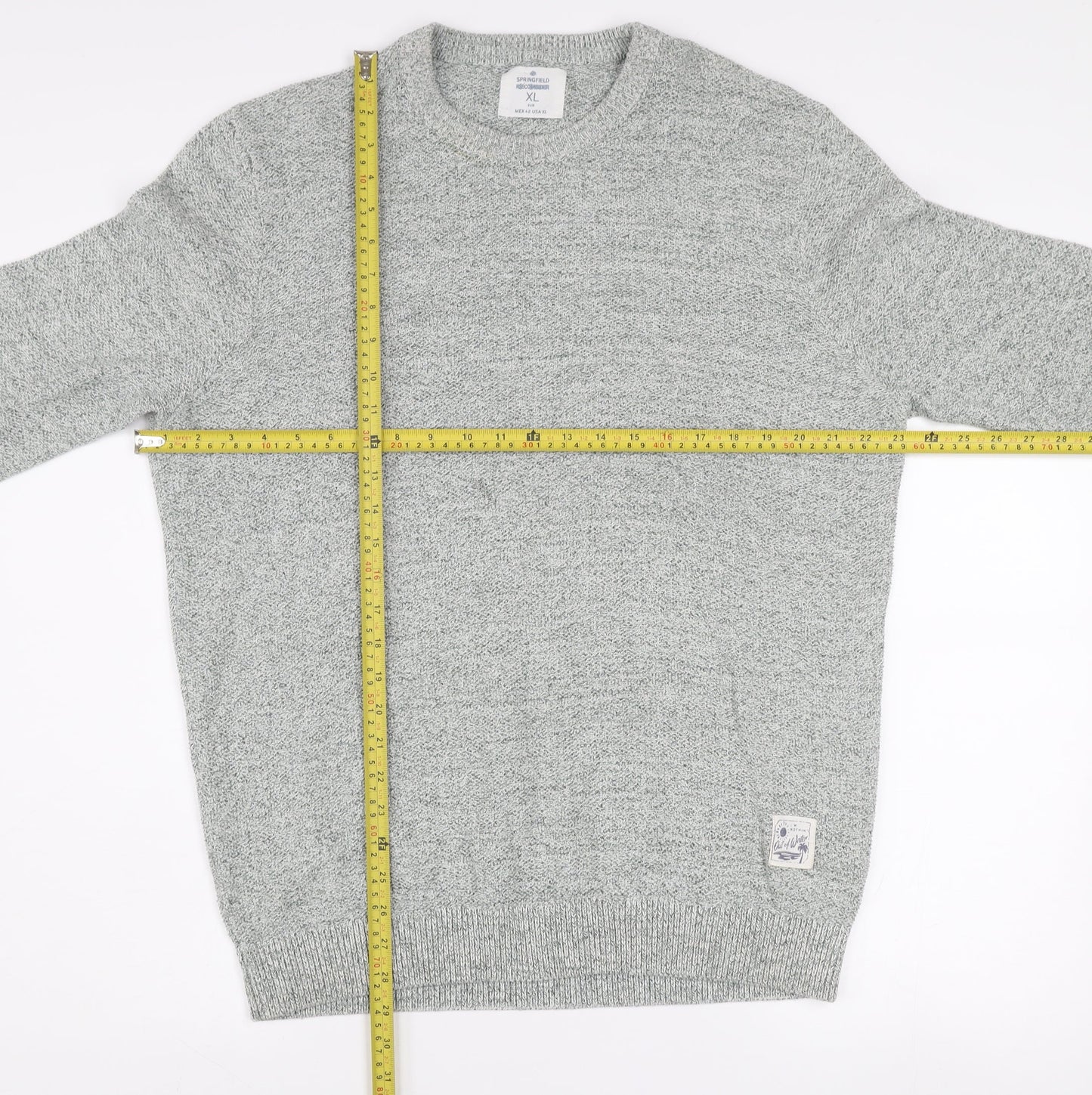 Springfield Men’s Grey Cotton Blend Crew Neck Jumper XL
