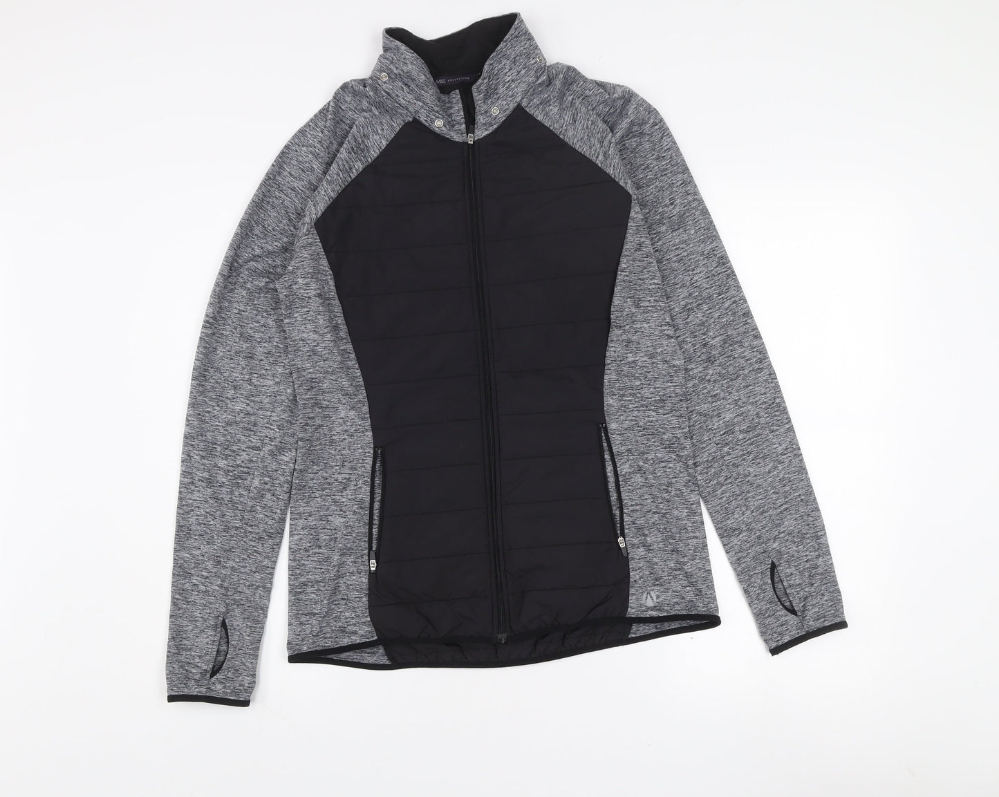 Marks and Spencer Men's Black Grey Lightweight Full Zip Active Jacket S