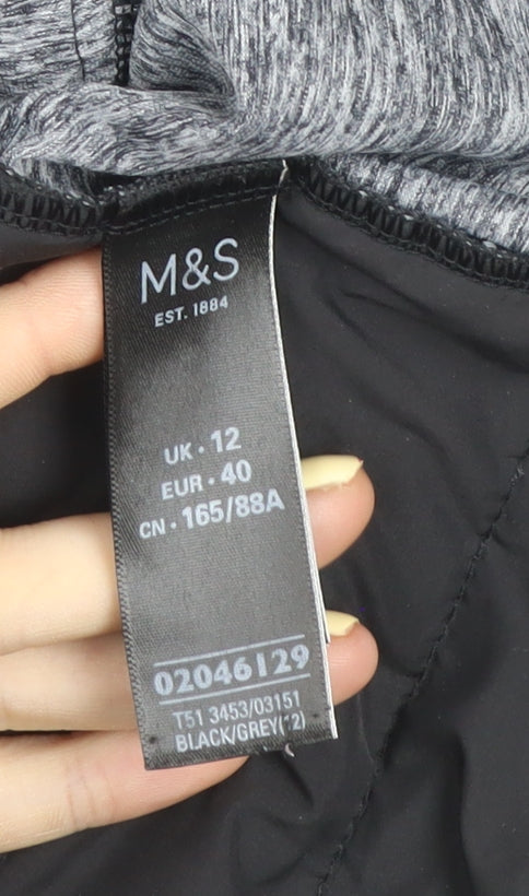 Marks and Spencer Men's Black Grey Lightweight Full Zip Active Jacket S