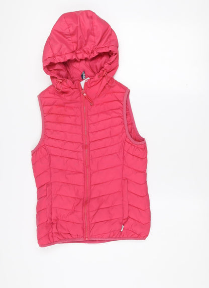 ONLY Women's Pink XS Hooded Quilted Puffer Waistcoat