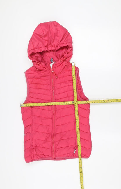 ONLY Women's Pink XS Hooded Quilted Puffer Waistcoat