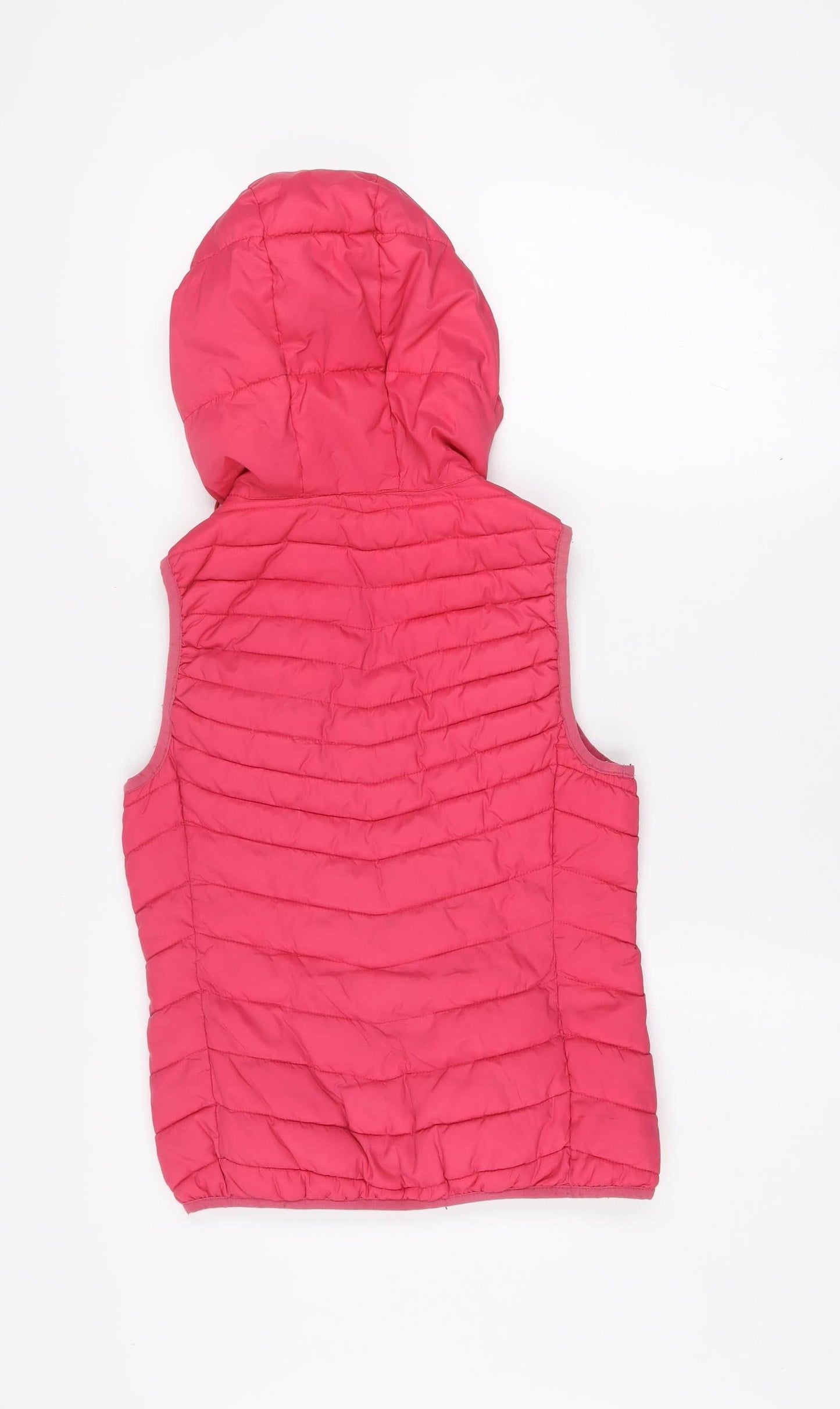 ONLY Women's Pink XS Hooded Quilted Puffer Waistcoat