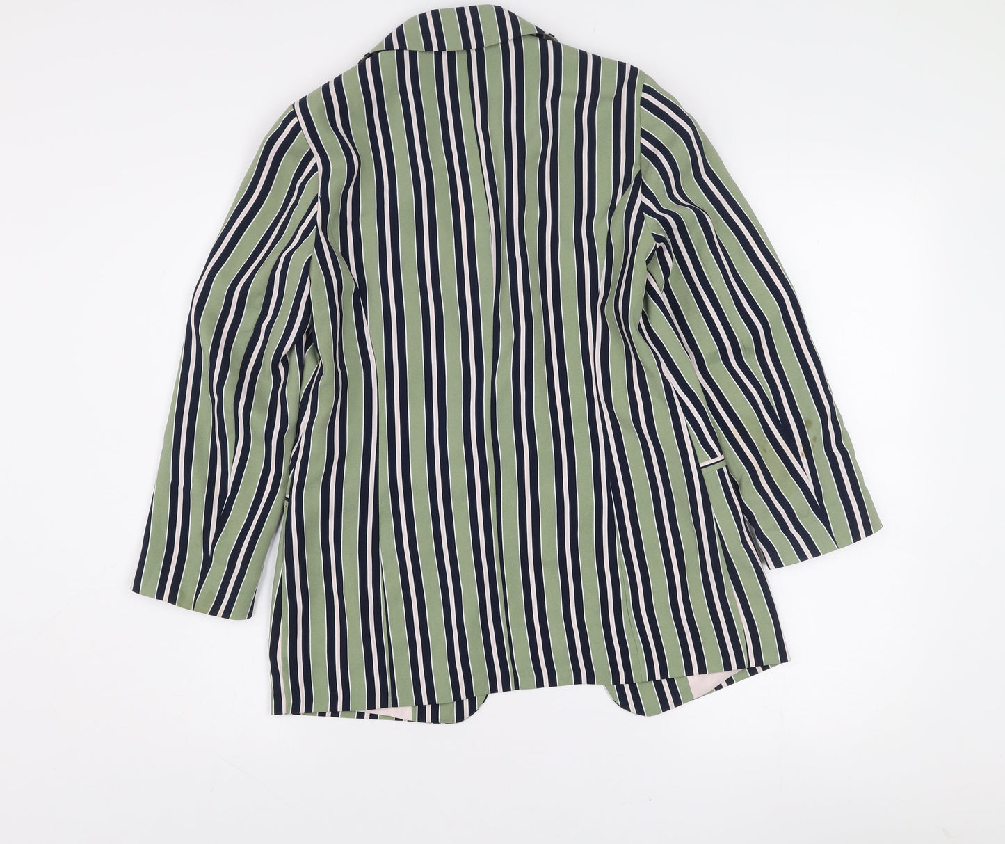 ONLY Women Green Striped Long Blazer Jacket Size 8