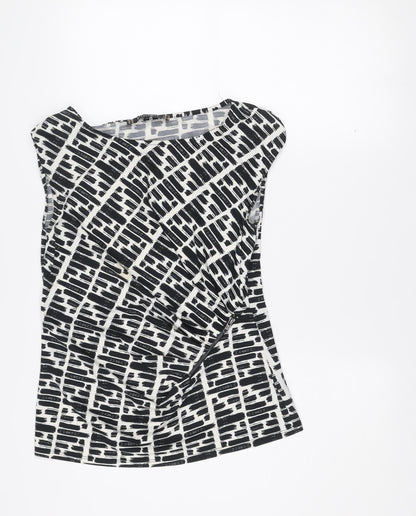 Principles by Ben de Lisi Womens Black Geometric Wrap Blouse Size 14