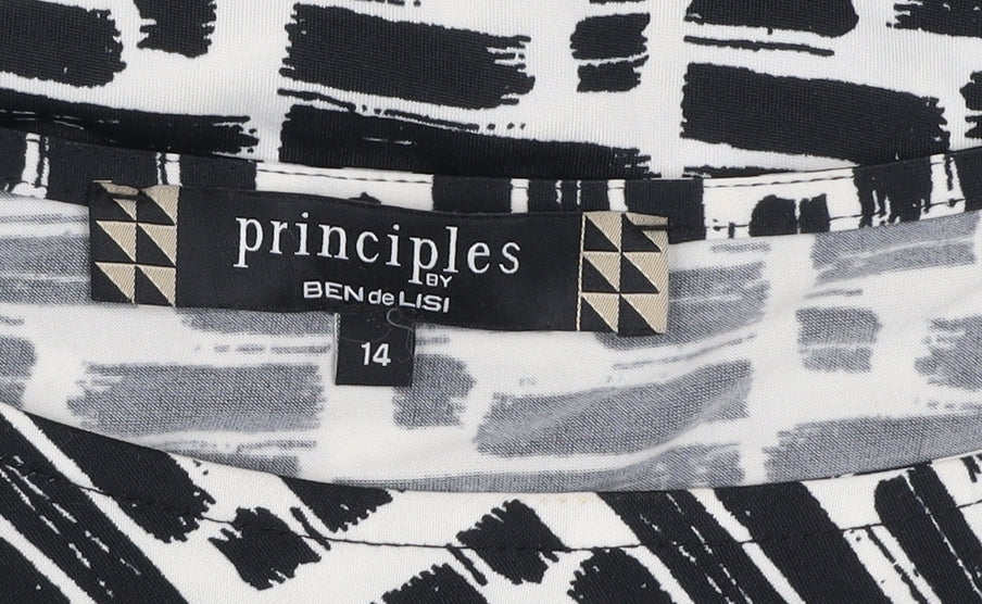 Principles by Ben de Lisi Womens Black Geometric Wrap Blouse Size 14