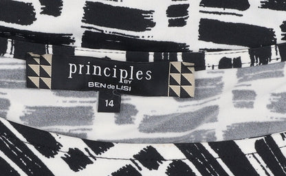 Principles by Ben de Lisi Womens Black Geometric Wrap Blouse Size 14