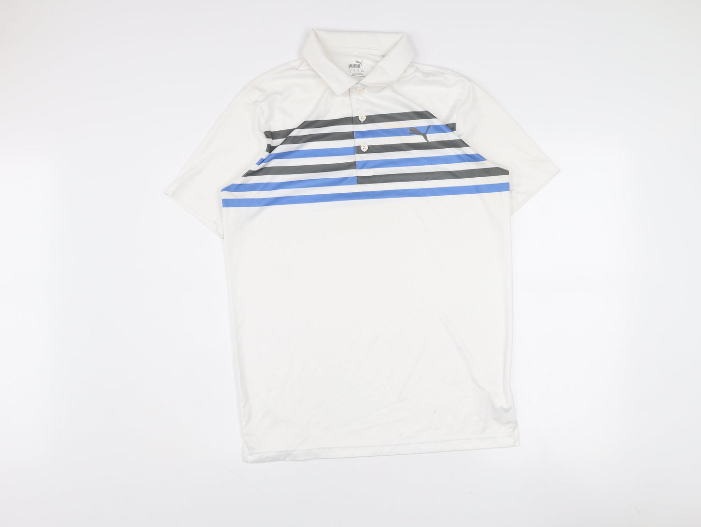 Puma Men’s White Striped Golf Polo Shirt Size S Regular Fit