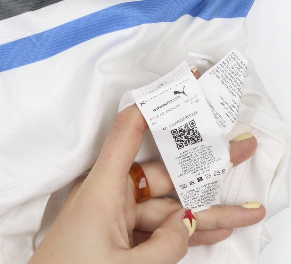 Puma Men’s White Striped Golf Polo Shirt Size S Regular Fit