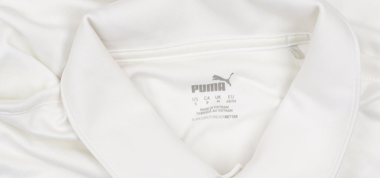 Puma Men’s White Striped Golf Polo Shirt Size S Regular Fit