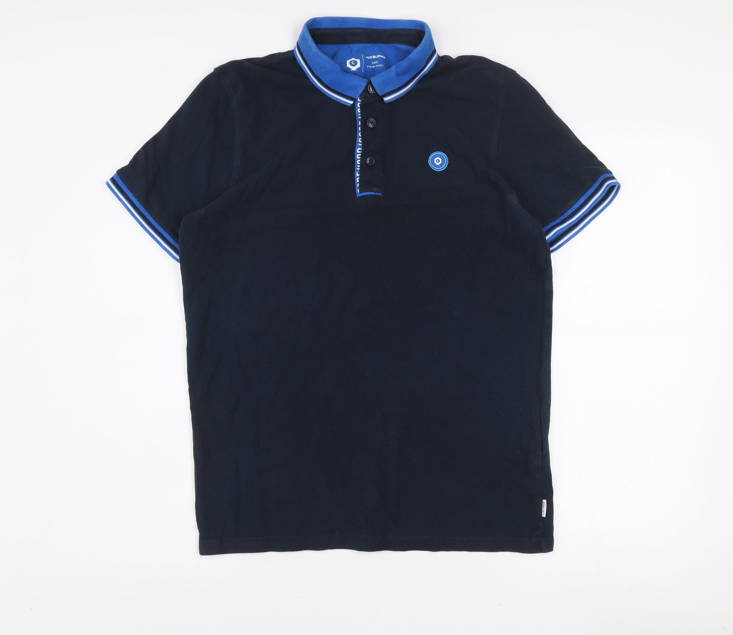 Jack & Jones Men's Blue Short Sleeve Cotton Polo Shirt Size M