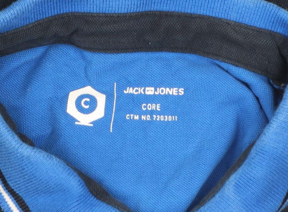 Jack & Jones Men's Blue Short Sleeve Cotton Polo Shirt Size M