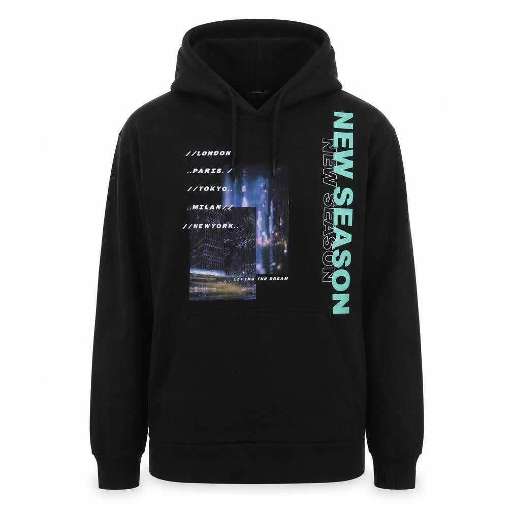 PrettyLittleThing Womens Black S Pullover Hoodie Graphic Print Sweatshirt