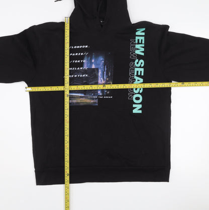 PrettyLittleThing Womens Black S Pullover Hoodie Graphic Print Sweatshirt