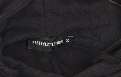 PrettyLittleThing Womens Black S Pullover Hoodie Graphic Print Sweatshirt