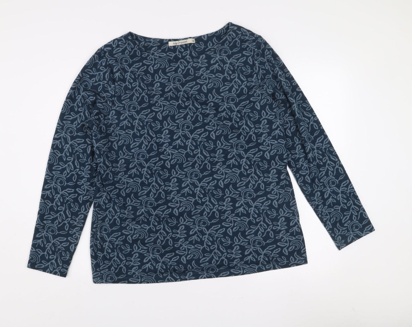 Lily Originals Womens Blue Floral Long Sleeve Pullover Jumper Size 18