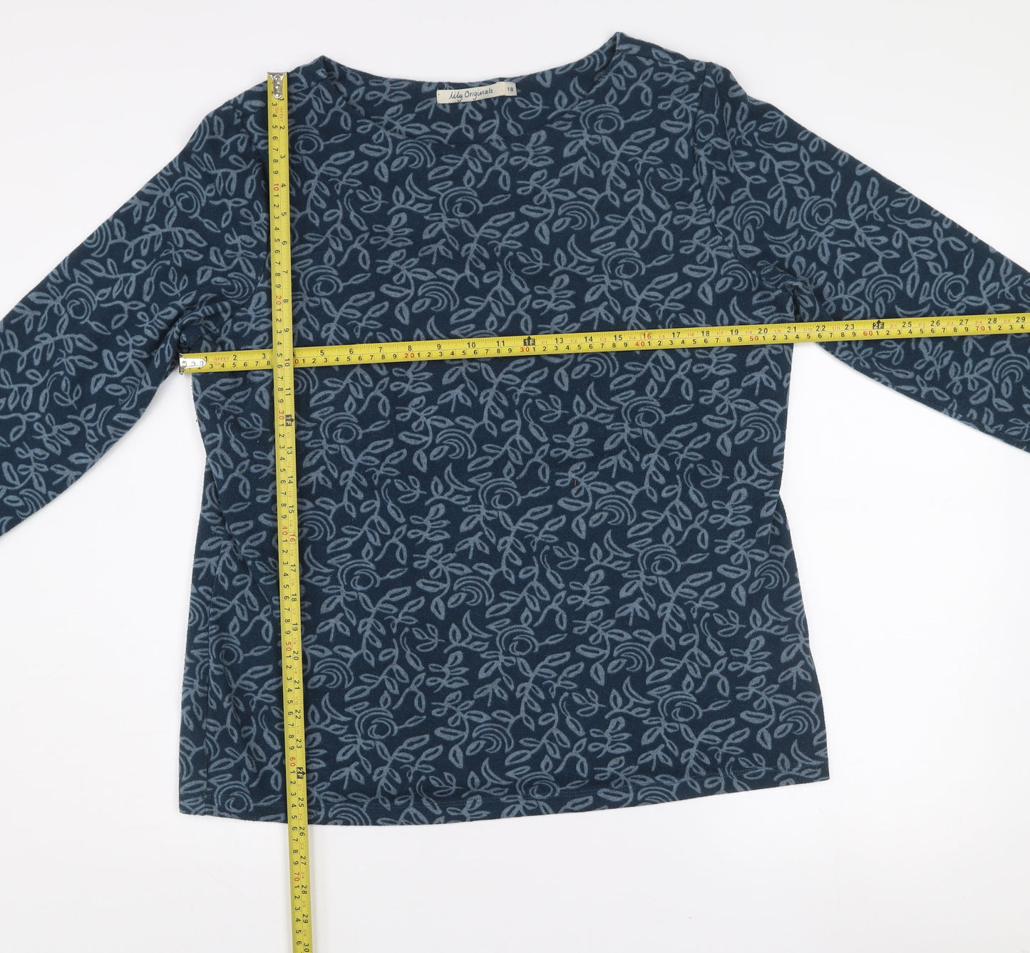 Lily Originals Womens Blue Floral Long Sleeve Pullover Jumper Size 18