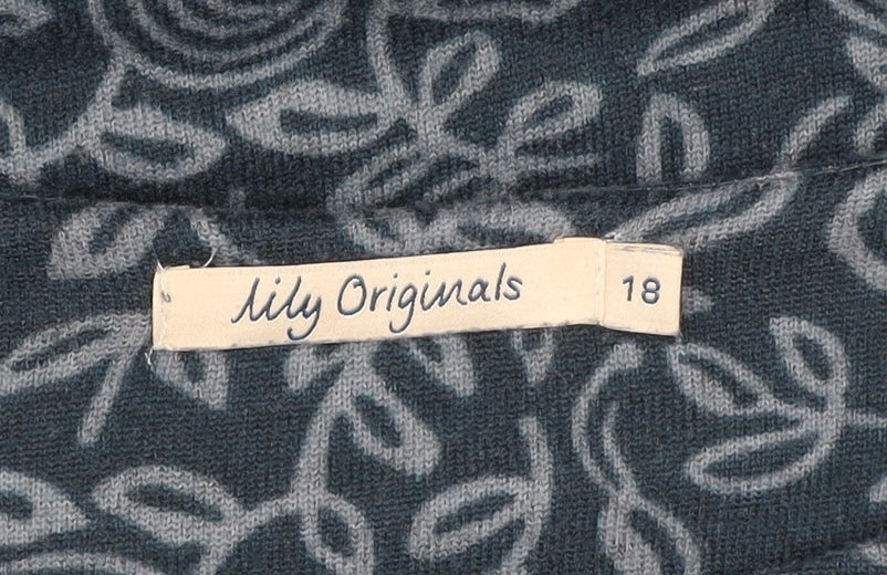 Lily Originals Womens Blue Floral Long Sleeve Pullover Jumper Size 18