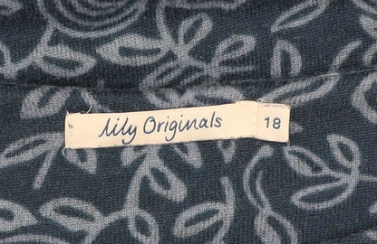 Lily Originals Womens Blue Floral Long Sleeve Pullover Jumper Size 18