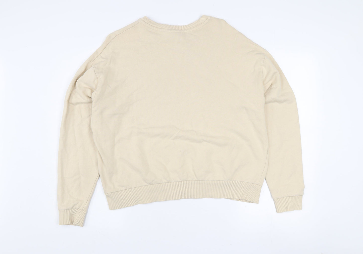 ASOS Design Women Beige Cotton Sweatshirt UK 8 Crew Neck Weekend Collective