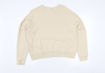 ASOS Design Women Beige Cotton Sweatshirt UK 8 Crew Neck Weekend Collective