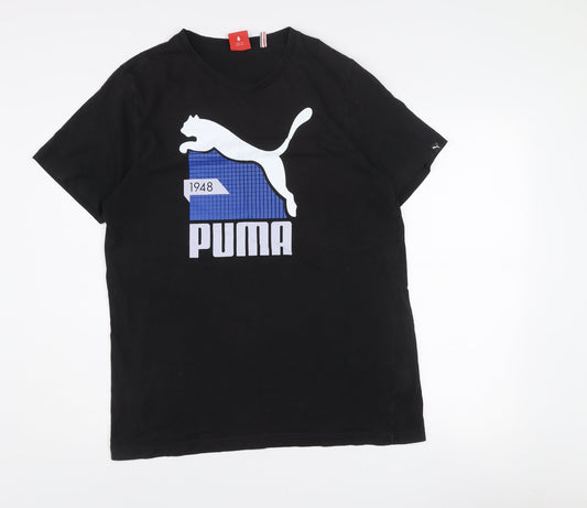 Puma Men's Black Graphic Logo Cotton T-Shirt Size L
