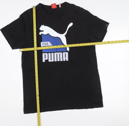 Puma Men's Black Graphic Logo Cotton T-Shirt Size L