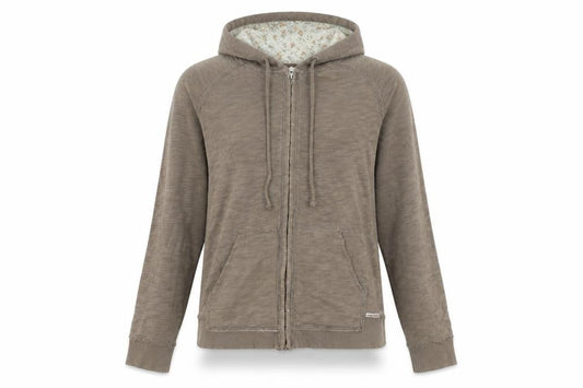 White Stuff Women’s Brown Cotton Hooded Zip Jacket Size 14