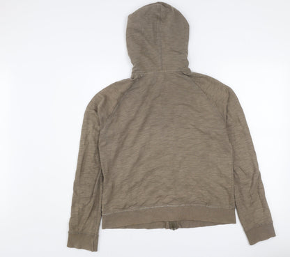 White Stuff Women’s Brown Cotton Hooded Zip Jacket Size 14