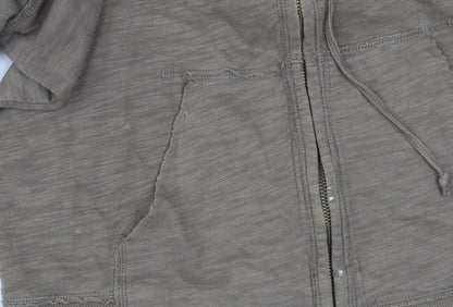 White Stuff Women’s Brown Cotton Hooded Zip Jacket Size 14