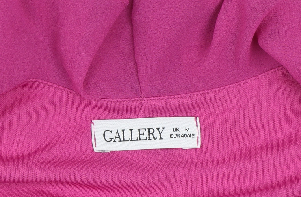 Gallery Women's Pink Ruffle V-Neck Sleeveless Chiffon Blouse M