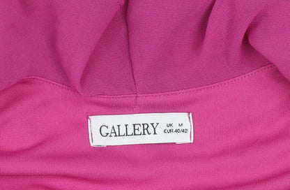 Gallery Women's Pink Ruffle V-Neck Sleeveless Chiffon Blouse M