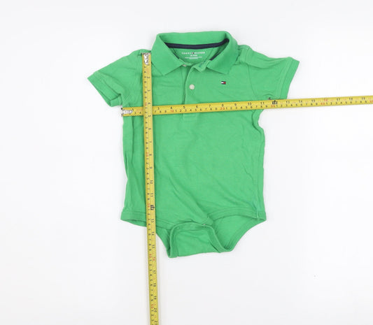 Tommy Hilfiger Boys Green Cotton Collared Short Sleeve Babygrow 18 Months