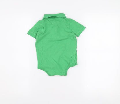Tommy Hilfiger Boys Green Cotton Collared Short Sleeve Babygrow 18 Months