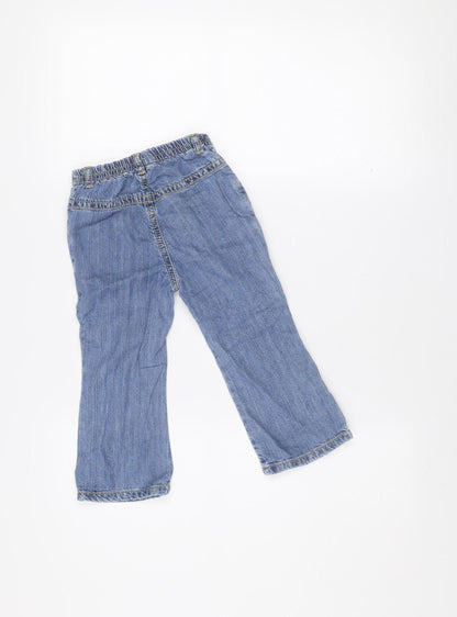 Benetton Girls Blue Denim Jeans 24 Months Straight Leg Embroidered Flower