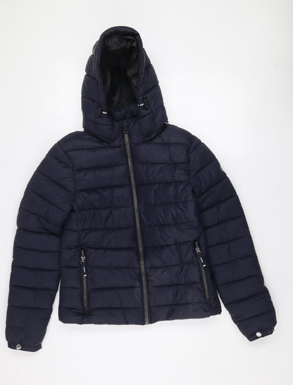 Womens UK Size 10 Superdry Blue Puffer Jacket