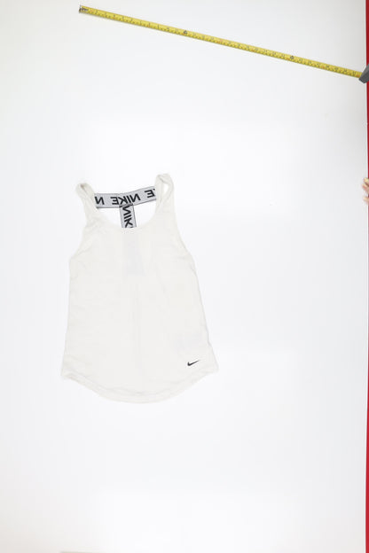 Nike Women's White Dri-FIT Racerback Tank Top XS Slim Fit Activewear